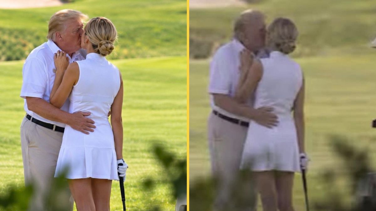 Is image of Trump kissing Natalie Harp on golf course real?
