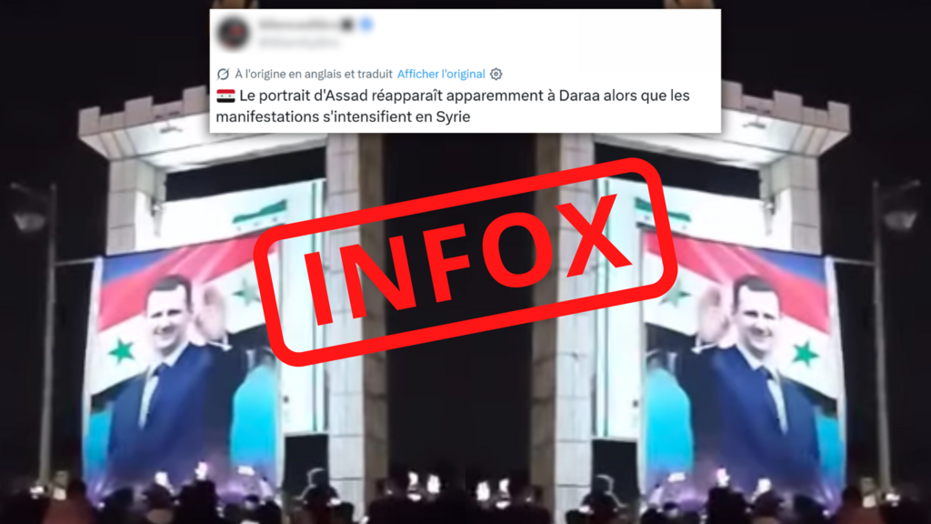 Non, un portrait de Bachar el-Assad n’a pas été brandi par des manifestants en Syrie