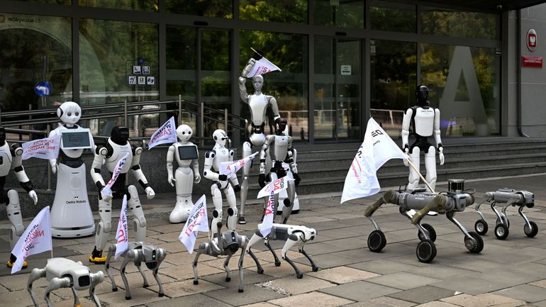 "N’attendez pas, réglementez" : en Pologne, des robots manifestent… contre l’Intelligence artificielle