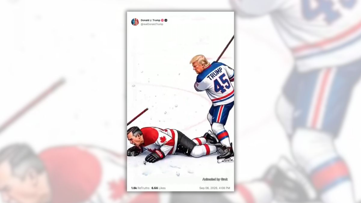 Did Trump post video of himself hitting Mark Carney with hockey stick? Here's the truth