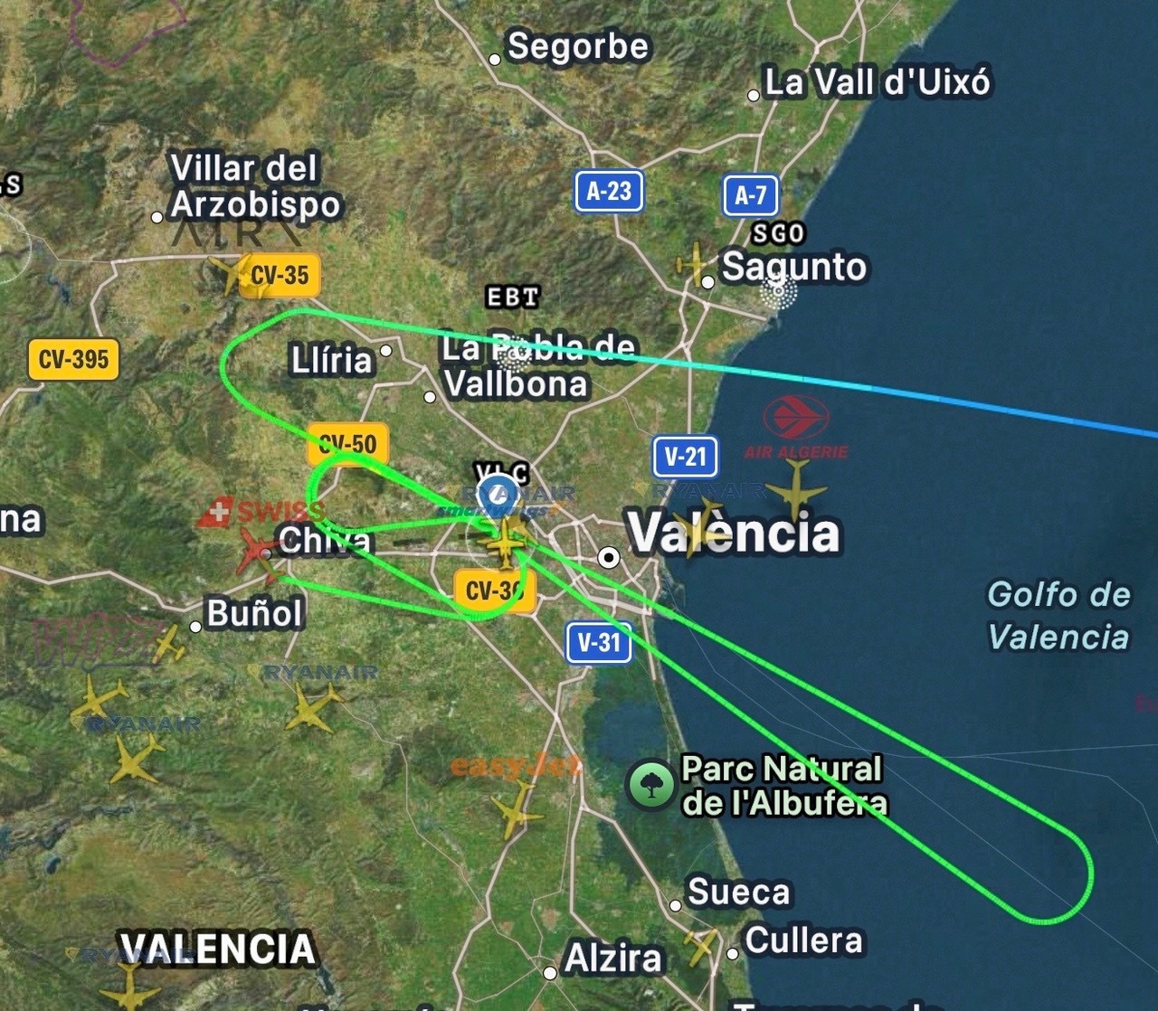 Aéroport de Valence: Un avion de Swiss fait des ronds dans le ciel pendant une heure